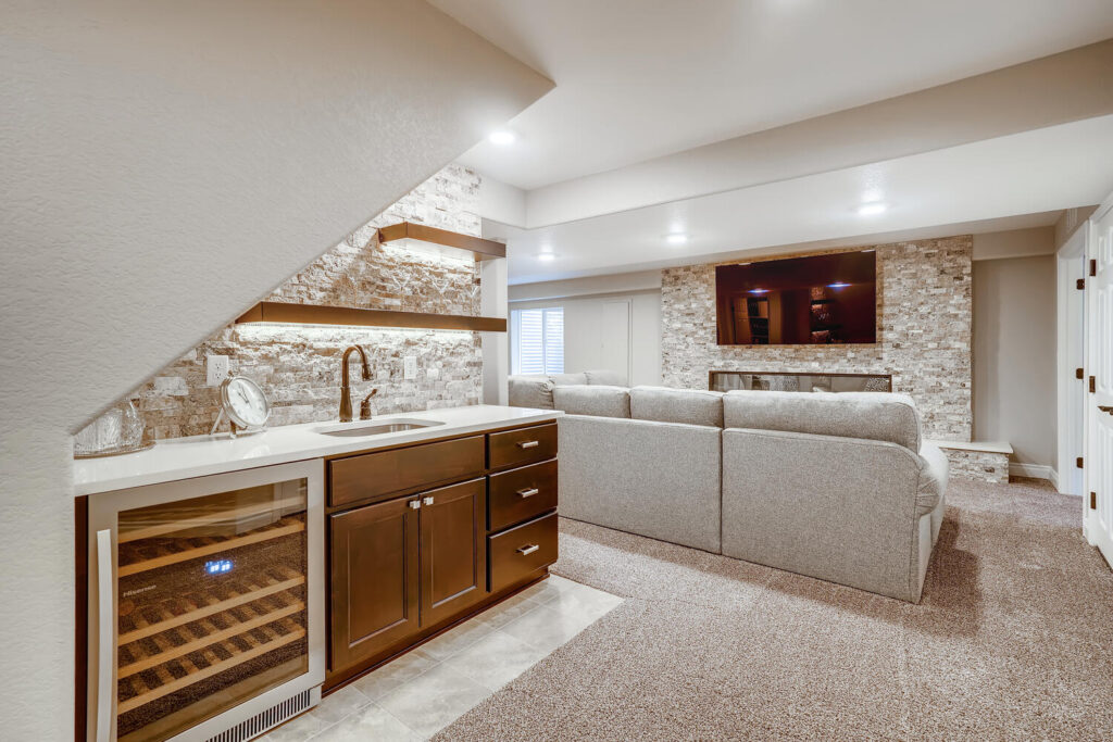 View one of Finished Basements & More by Sheffield Homes' basements: FB19032. Contact us to schedule a free consultation for your basement finishing project.